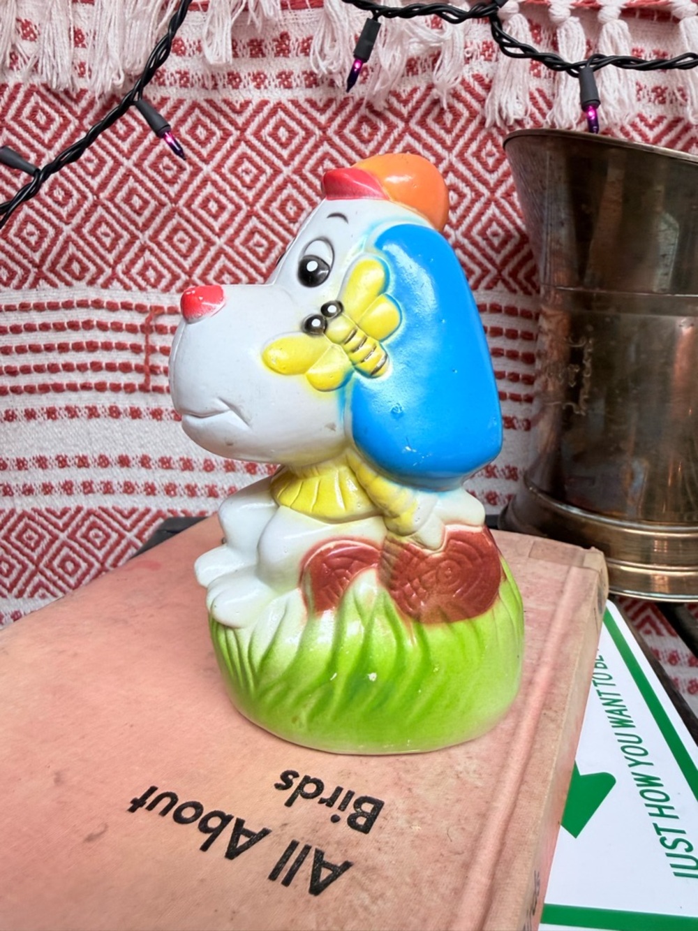 Colorful plastic Puppy bank with Bee Accent